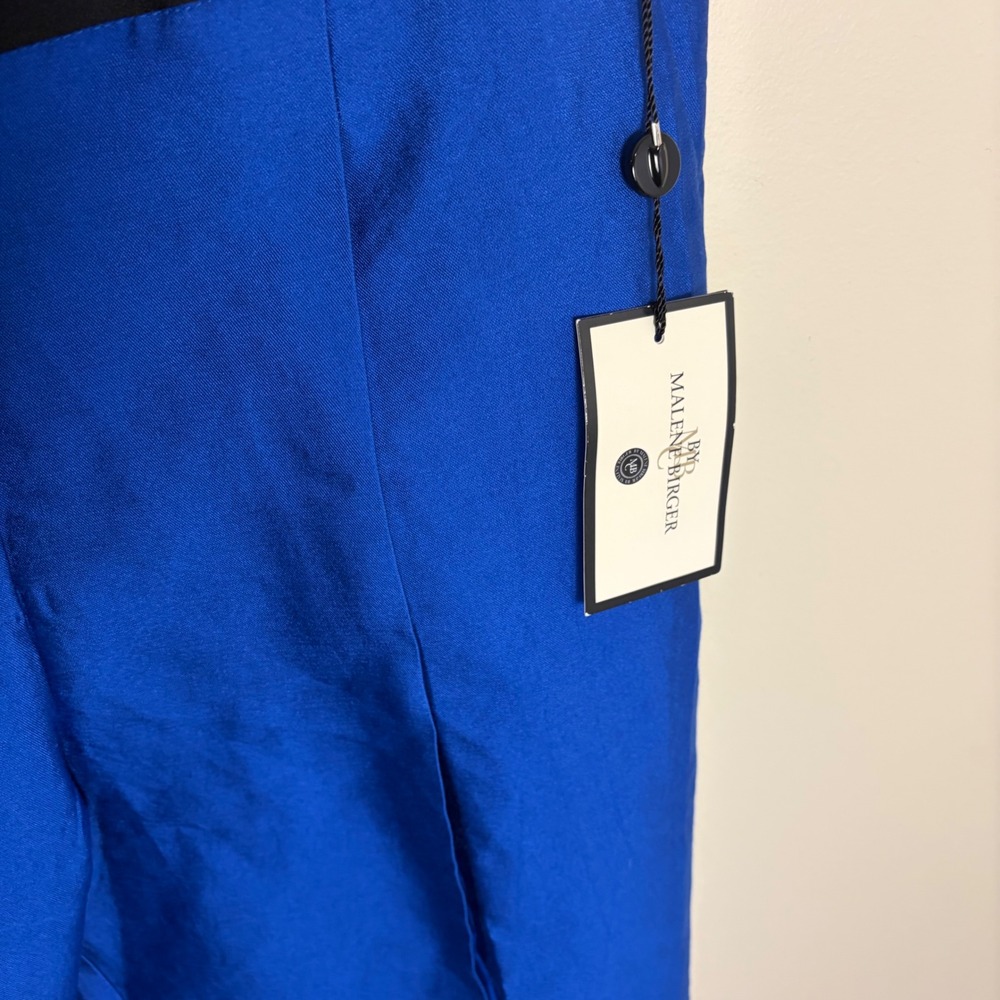 By Malene Birger Pants Womens 40 Blue Chima Silk Cotton Tapered High Rise New - Picture 5 of 9